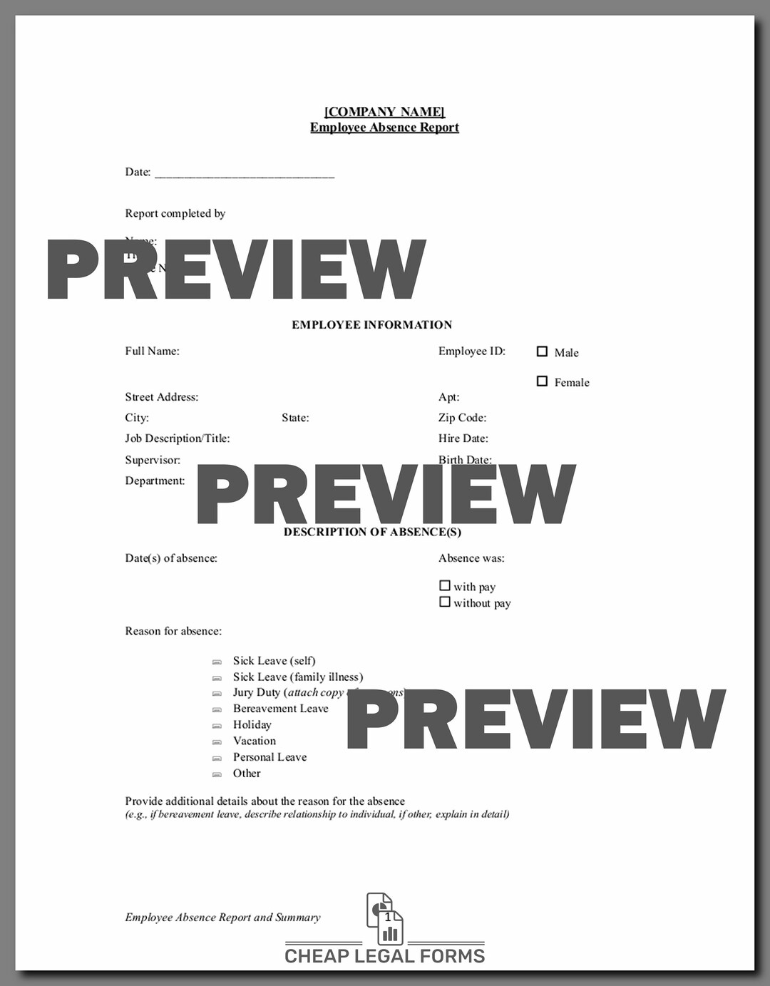 Employee Absence Report and Summary - Etsy