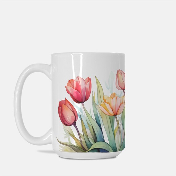 Blumen-Aquarell Tasse 325 Ml – Mit Sonnenblumen-Motiv, Mikrowellen- & Spülmaschinenfest, Perfektes Geschenk