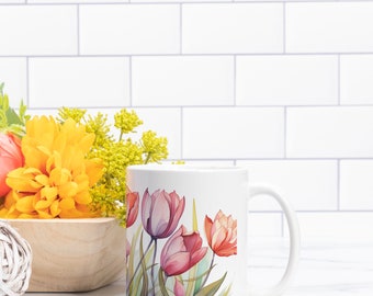 Blumen-Aquarell Tasse 325 Ml – Mit Sonnenblumen-Motiv, Mikrowellen- & Spülmaschinenfest, Perfektes Geschenk