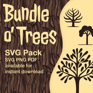Tree SVG Bundle | Tree Silhouette Clipart, Cricut Silhouette File, Forest and Nature Clipart, svg + png instant download