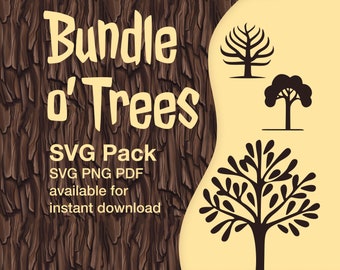Tree SVG Bundle | Tree Silhouette Clipart, Cricut Silhouette File, Forest and Nature Clipart, svg + png instant download