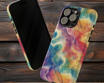 Psychedelic Waves Art Phone Case - Durable Dual Layer Protection for iPhone, Samsung, Google Pixel - by Prompt Design
