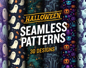 Halloween Seamless Pattern Collection by Prompt Design Art, 30 Designs, 13x13in, png + jpg instant download