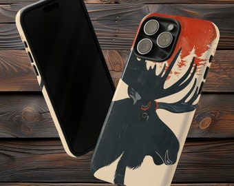 Majestic Moose Silhouette Tough Phone Case for Nature Lovers by Prompt Design