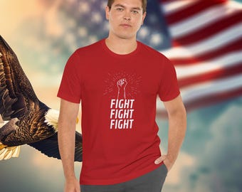 Iconic President Donald Trump "Fight Fight Fight" T-Shirt, Patriotic American Tee, Fight for Freedom Shirt by PromptDesignArt