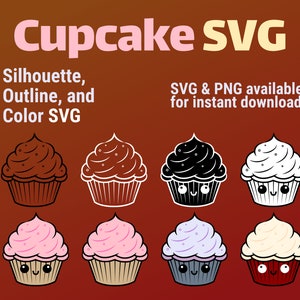 Cupcake SVG, Cupcake cutting file, Sweet bakery cupcake clipart, cupcake, Dessert cut file Silhouette, Cricut cupcake, SVG + PNG download