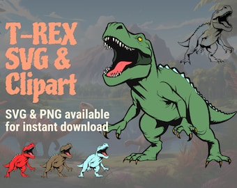 T-Rex Dinosaur SVG Clipart, Dinosaur Cricut Files, Dinosaur Clipart, svg + png download
