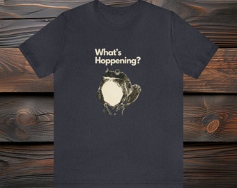 Frog 'What's Hoppening?' T-Shirt - Quirky and Fun Frog Statement Shirt by PromptDesignArt
