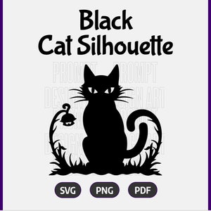 Schwarze Katze Silhouette SVG | Katzen Silhouette Cricut Datei, SVG und PNG digitaler Download