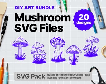 Mushroom Delight. 20 SVG PNG Vector Bundle, Cricut Cut Art Clipart Files,  svg + png instant download