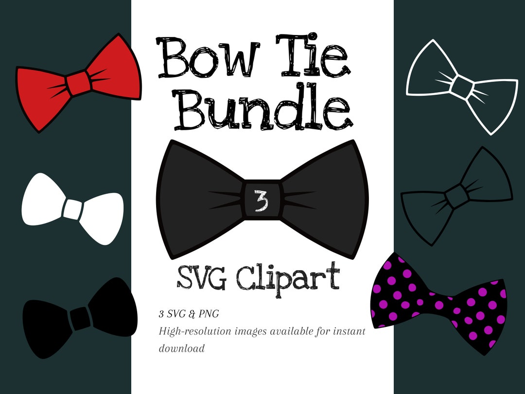 3 Bow Tie SVG Files, Black Tie Cricut, Bow Tie Cut File, Bow Tie Clip
