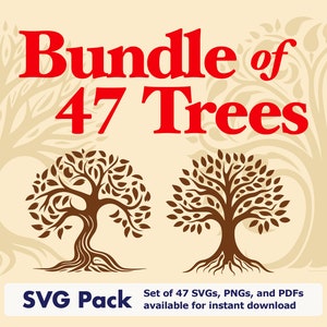 Bundel van 47 bomen SVG-bundel van Prompt Design Art
