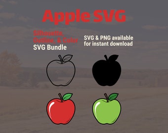 Apple SVG Clipart, Teacher SVG, School Clipart, Silhouette Cut Files, Apple Cricut, Fruit Image, instant download