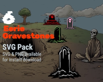 Gravestone SVG Bundle, Halloween Gravestone Clip Art, Halloween Cricut Silhouette Files, SVG + PNG download