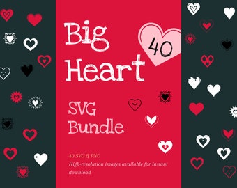 Hearts SVG Bundle, Valentines Hearts, Heart Cricut Silhouette, Heart Vector Image, svg + png download