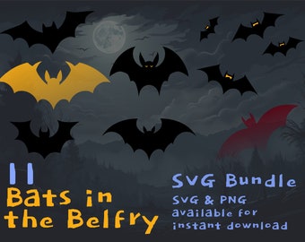 Bat SVG Bundle | Halloween Bat Clipart, Halloween Bat Silhouette Cricut Files,  SVG + PNG download