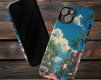 Tropical Street View Phone Case - Vibrant Urban Palm Design for iPhone & Samsung by Prompt Design