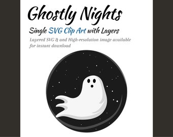 Halloween Night Ghost SVG | Spooky Ghost Clipart, Flying Ghost, Ghost Cricut, SVG & PNG Instant download