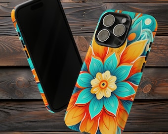 Floral Mandala Phone Case, Impact Resistant Cover for iPhone & Samsung, Artistic Mobile Accessory by Prompt Design Art