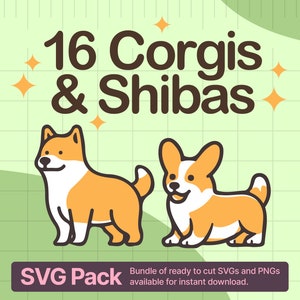 Corgis und Shibas SVG Bundle, Prompt Design Art Bundle, Hund SVG Bundle, Haustier geschnitten Dateien für Cricut, Hund Clipart, svg + png sofortigen download