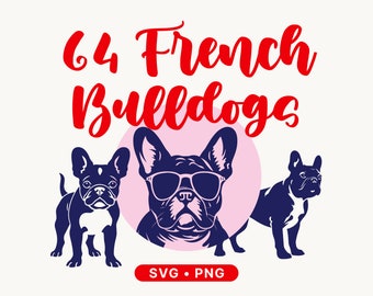 64 French Bulldogs DIY SVG Bundle by Prompt Design Art