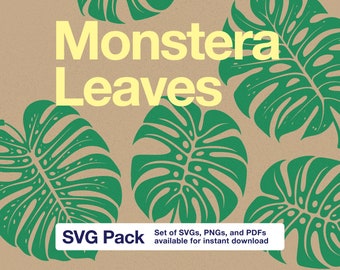 Monstera Leaves SVG Clip Art - Instant Download - Tropical Foliage Graphics