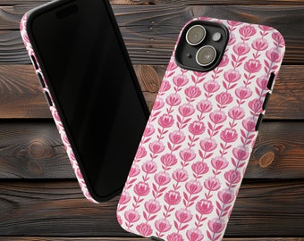 Charming Pink Thistle Pattern Tough Phone Case for iPhone, Pixel, and Samsung Devices | Style and Protection by Prompt Design