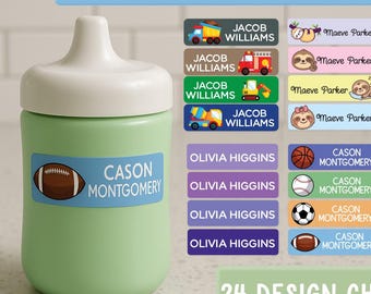 Daycare Name Labels for Kids | Waterproof Dishwasher Safe Labels | Preschool Bottle & Lunchbox Labels | 80 Personalized Stickers
