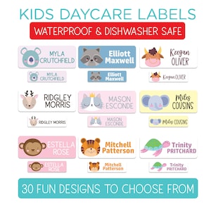 Waterproof Daycare Labels | Dishwasher Safe Stickers | Skinny Name Labels | School Supply | Name Stickers | Custom Labels | Daycare Labels
