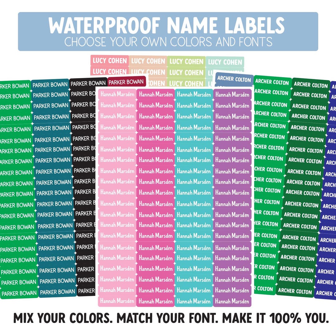 Waterproof Name Labels for Kids | Skinny Name Stickers | Dishwasher ...