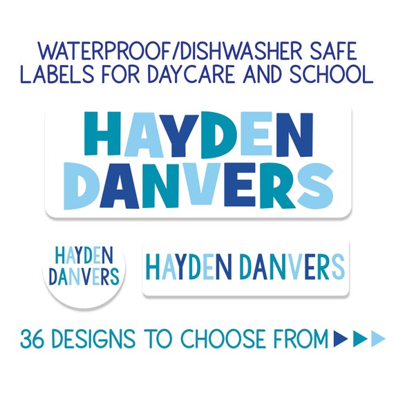 Waterproof Daycare Labels | Preschool Labels | Custom Name Stickers | School Supply Labels | Colorful Dishwasher Safe Decals | Boy or Girl