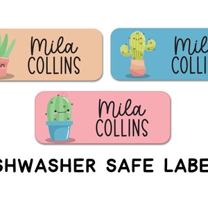 Custom Daycare Labels, Cactus Name Labels, Personalized Labels for School Supplies, Waterpoof Stickers for School, Camp and Daycare