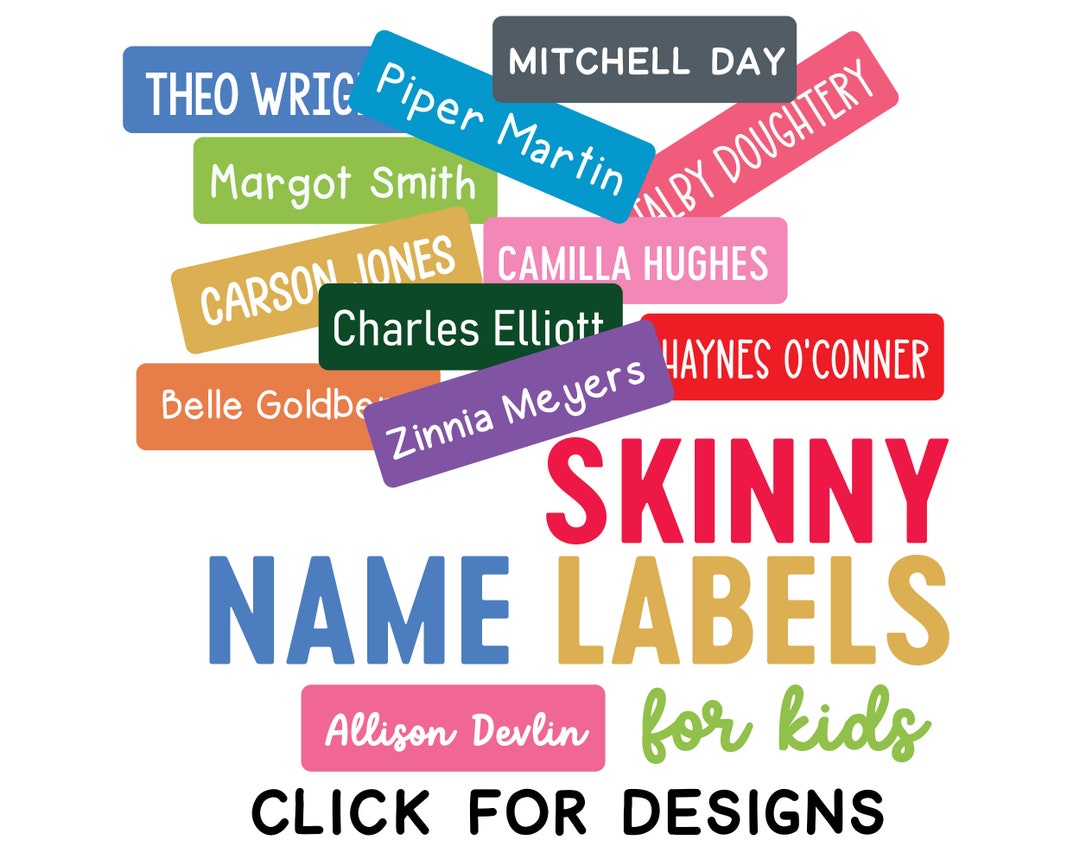 School Supply Labels Skinny Name Stickers Waterproof Daycare Etsy