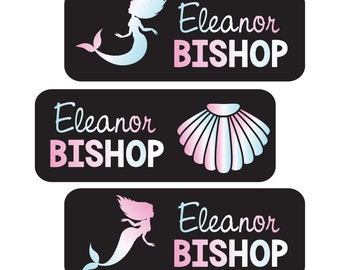 Mermaid Name Labels for School Supplies | Custom Waterproof Stickers | Dishwasher Safe Labels for Kids | Personalized Name Labels | Daycare