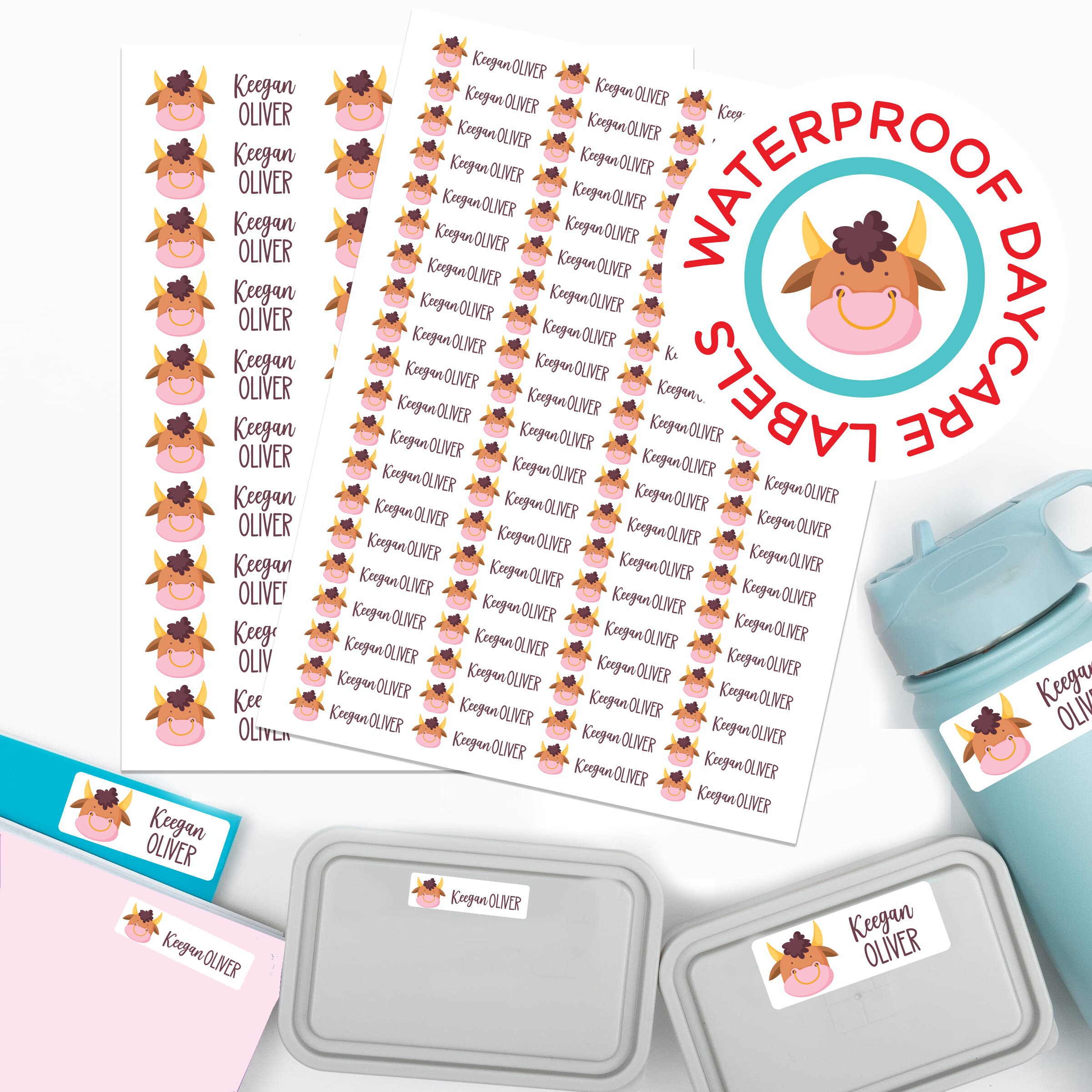 Animal Name Labels for Kids | 30 Designs | Waterproof Daycare School ...