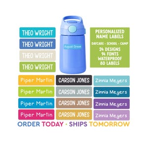 Labels for Daycare | Waterproof Dishwasher Safe | Personalized Bottle & Lunchbox Labels | Kids School Camp Preschool Stickers