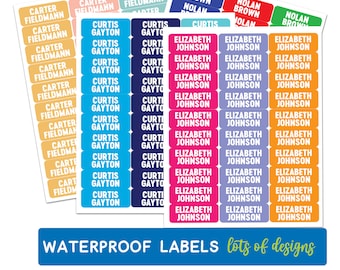 Personalized Waterproof Name Labels - Colorful Name Labels - Daycare Labels - School Supplies Stickers - Baby Bottle Labels - Back To School