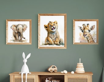 Smiling Baby Lion Printable Wall Art - Nursery Art Prints - Safari Animals, Jungle Animals