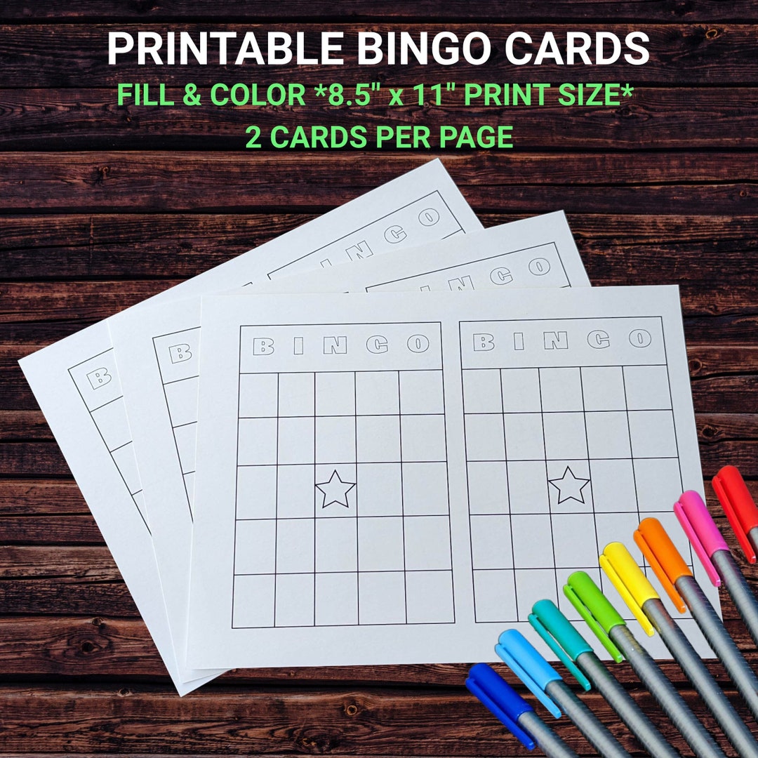 Printable Bingo Cards Fill & Color, 8.5 X 11 Letter - Etsy