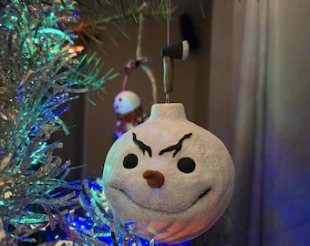 Evil Jack Frost Ornament with axe charm -polymer Clay hand sculpted - holiday gift-weird stuff-oak-cool stuff-cool-kidcore