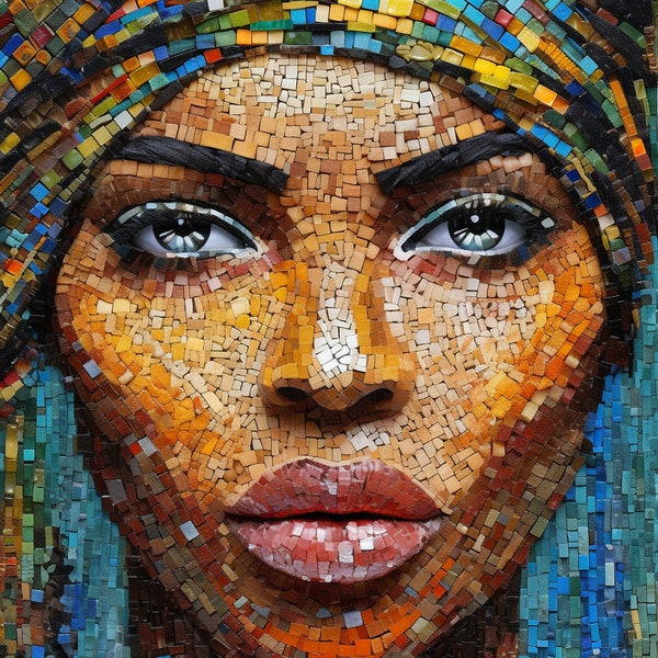 Woman portrait in mosaic style | Full color SVG