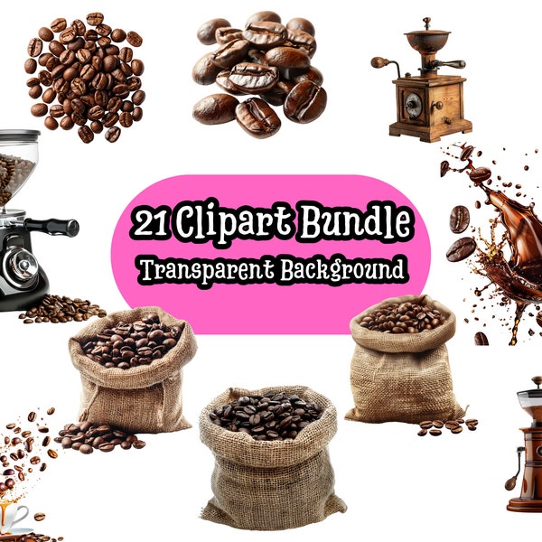 Coffee clipart PNG Bundle. 21 Realistic images