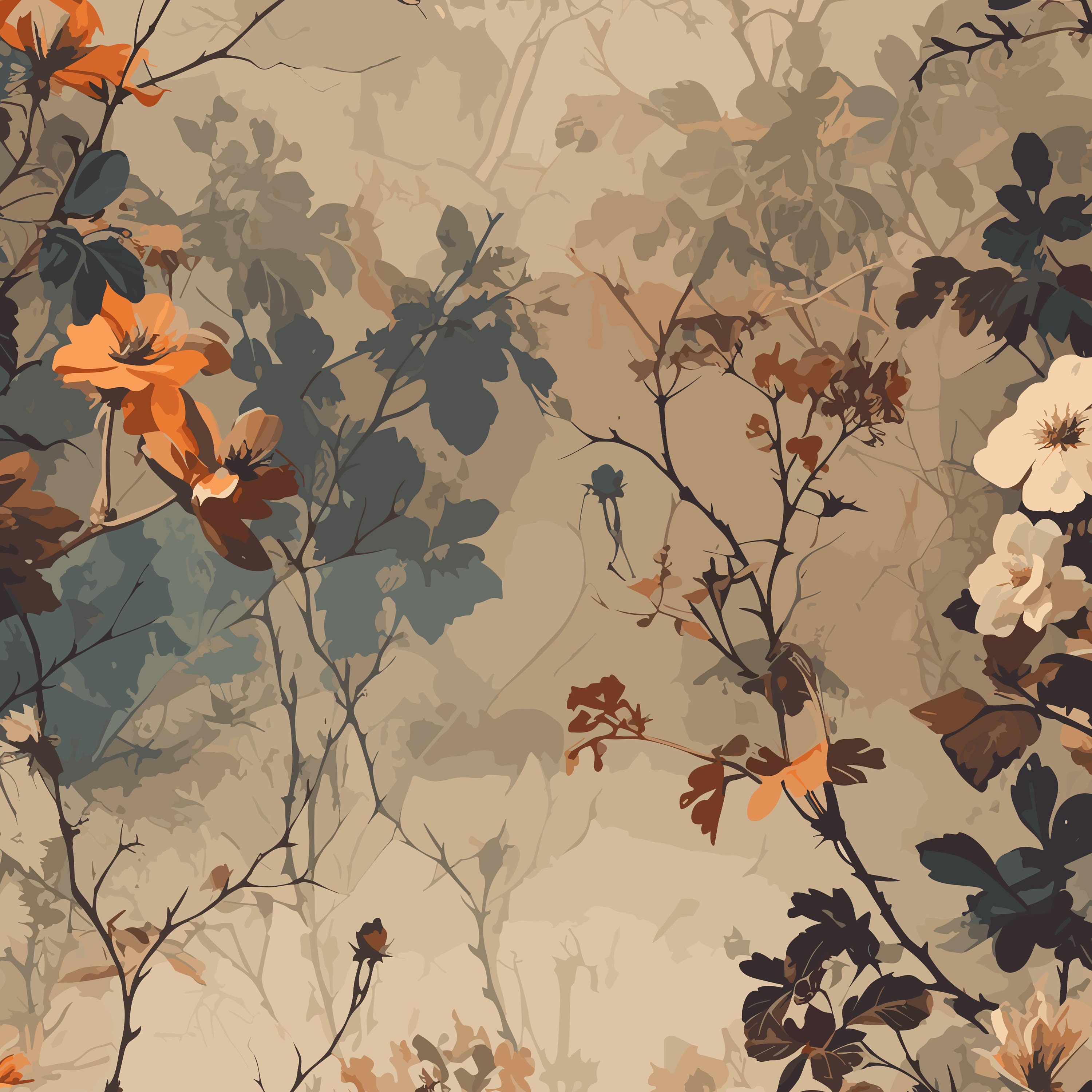 Flowers in the Fog Seamless Pattern SVG Digital Paper Pattern SVG