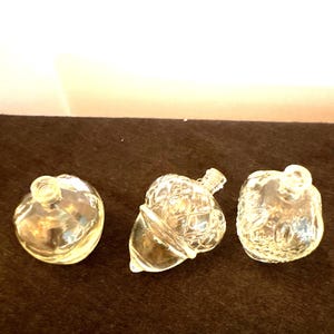 Perfume Bottles Vintage Fruits and Acorn 3 Total No Lids 1” Height Collectible at Florida Vintage Vixen