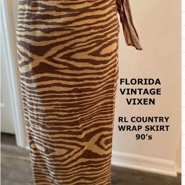 Vintage Ralph Lauren Country Wrap Skirt Maxi Skirt Animal Print No flaws