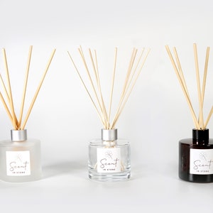 Hand Poured Diffuser | Reed Diffuser | Home Decor | Fragrance | Gift | Scented | Clear | Amber | Frosted | Large