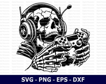 Gaming SVG, Gaming Skull SVG, plik Cricut Cut, pobieranie cyfrowe