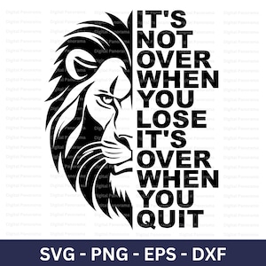 ライオンの顔のSVG、インスピレーションを与える名言のSVG、ライオンの壁アートのSVG、クリカットカットファイル、デジタルダウンロード