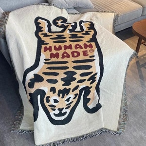 Creative Tiger Blankets for Beds Cartoon Human Made Sofa Home Decorative  Throw Blanket Cotton Trend Outdoor Camping Picnic Mat