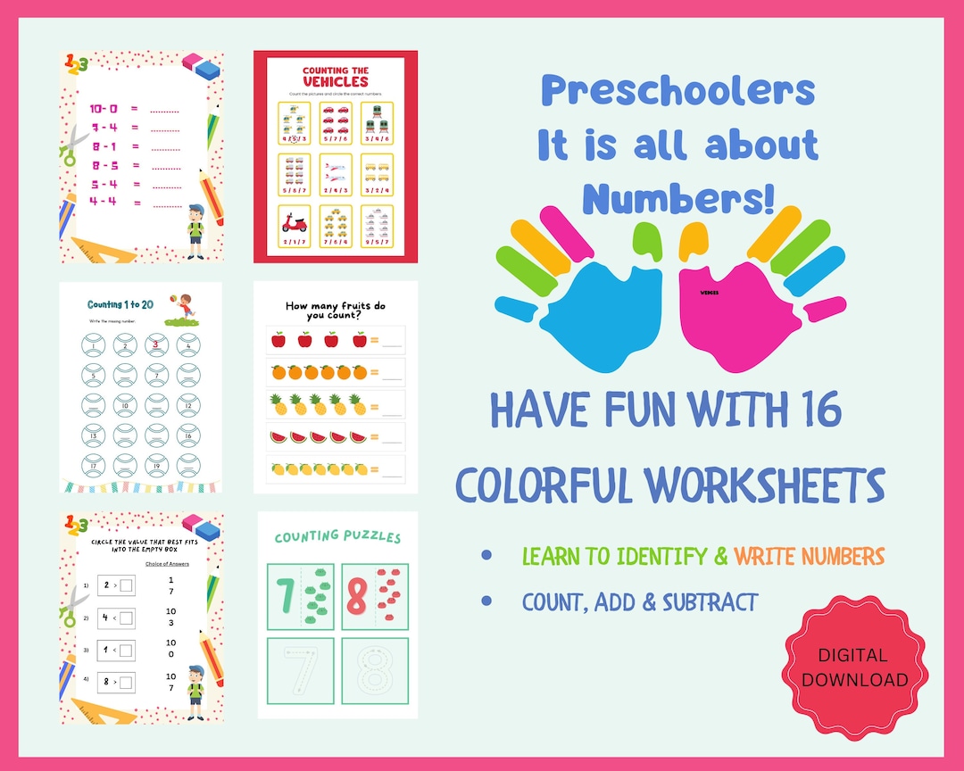 Printable Math Worksheets for Preschool and Kindergarten Numbers